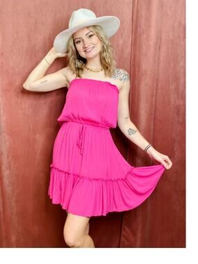 NWT Juniper Blu South Moon Under Pink Strapless Mini Dress Women's Size Small